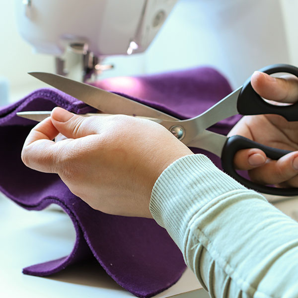 Fabric being cut