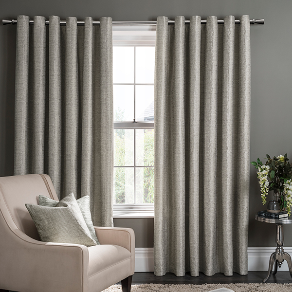 Silk grey eyelet curtains