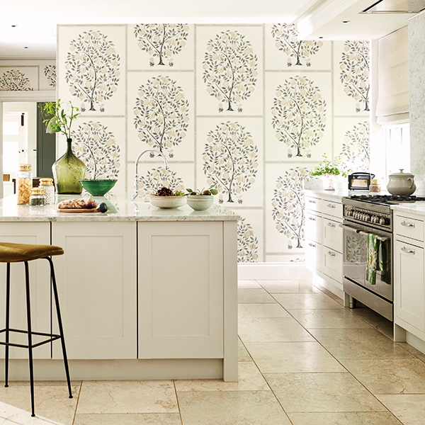 Tree pattern wallpaper in Knutsford home