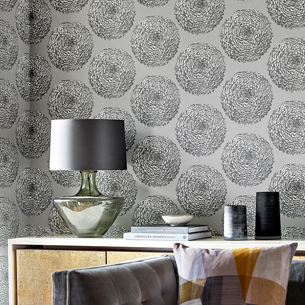 Modern grey wallpaper at Shrewsbury property